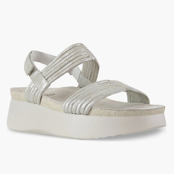 Munro Alessia silver metallic suede slingback platform sandal 7 Narrow NEW - Picture 1 of 5
